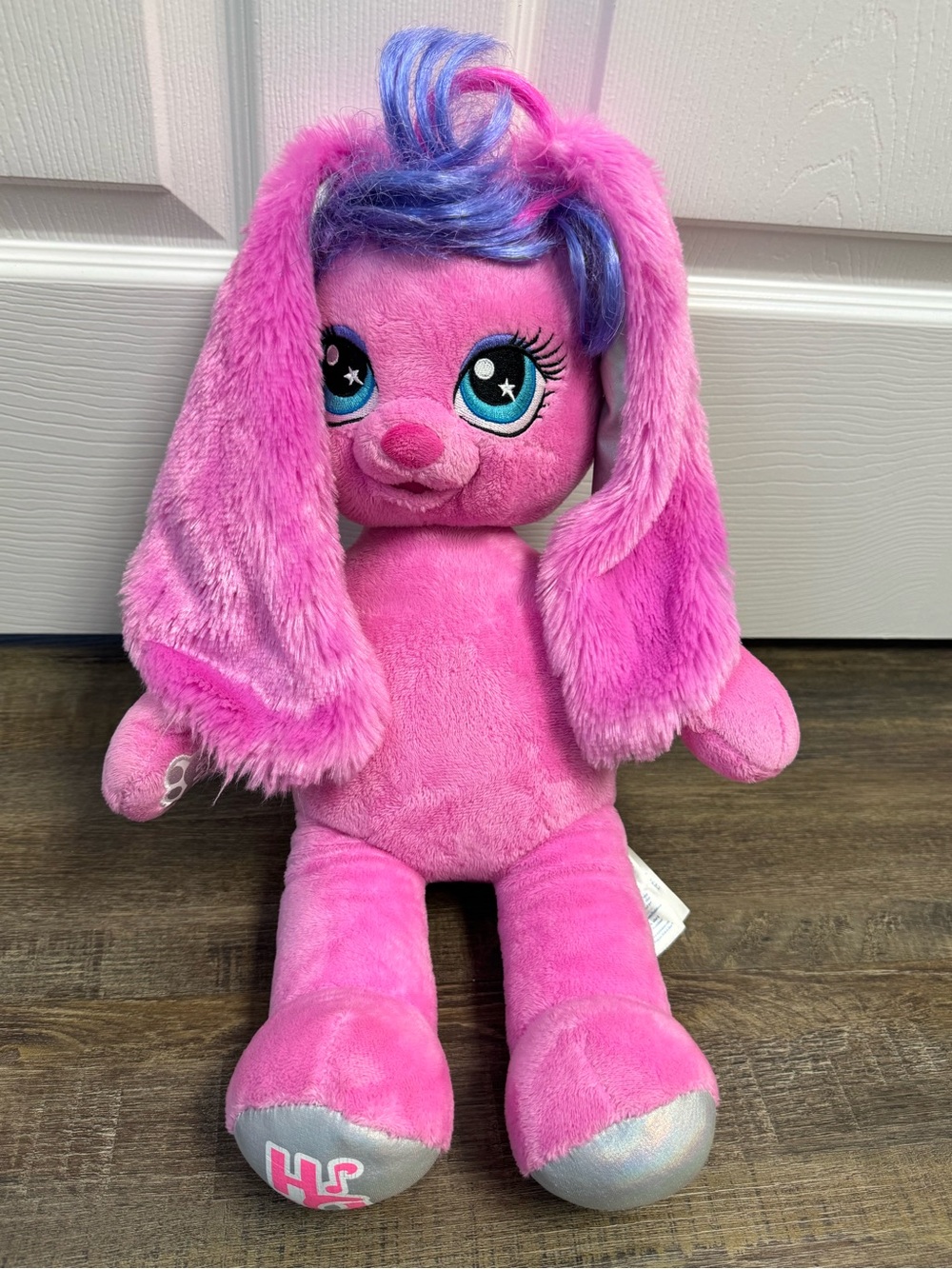 Build-A-Bear Hot Pink Rabbit with Blue-Purple Hair Honey Girl Risa